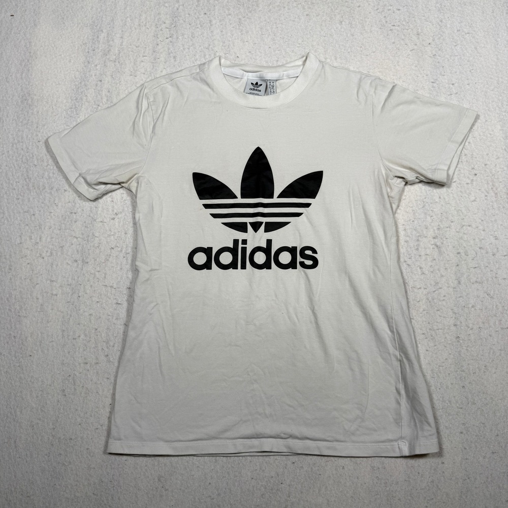 Adidas Originals Trefoil Graphic T-Shirt White Black Womens Small S H06642